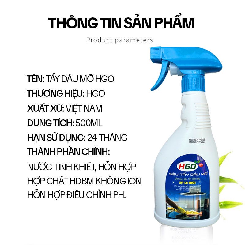 Tẩy Dầu Mỡ Nhà Bếp HGO 8 nuoc tay dau mo nha bep