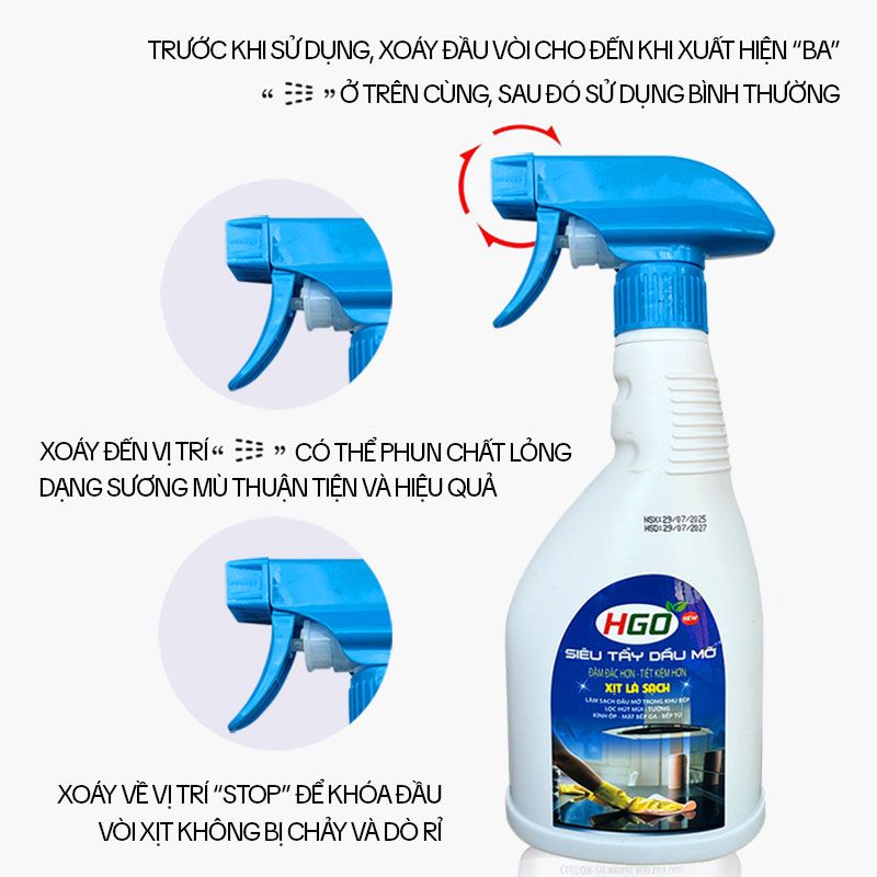 Tẩy Dầu Mỡ Nhà Bếp HGO 7 xit tay dau mo nha bep