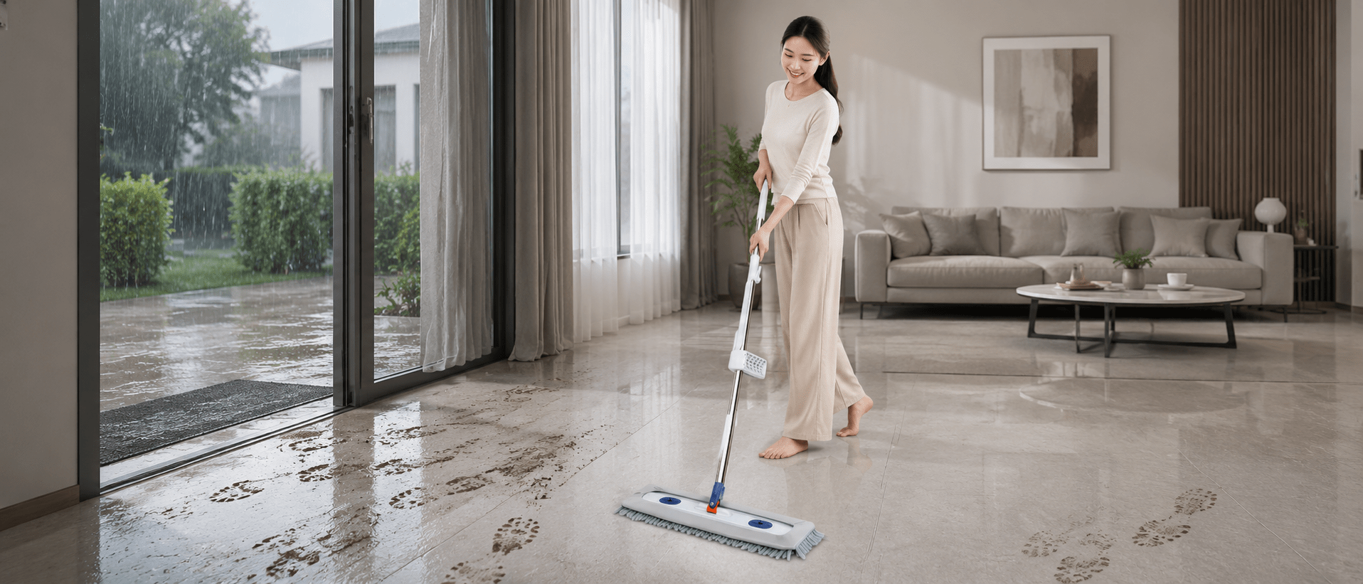 5 MẸO GIỮ SÀN LUÔN SẠCH MÙA MƯA - GIẢI PHÁP LAU NHÀ NHÀN TÊNH CHO MỌI GIA ĐÌNH
