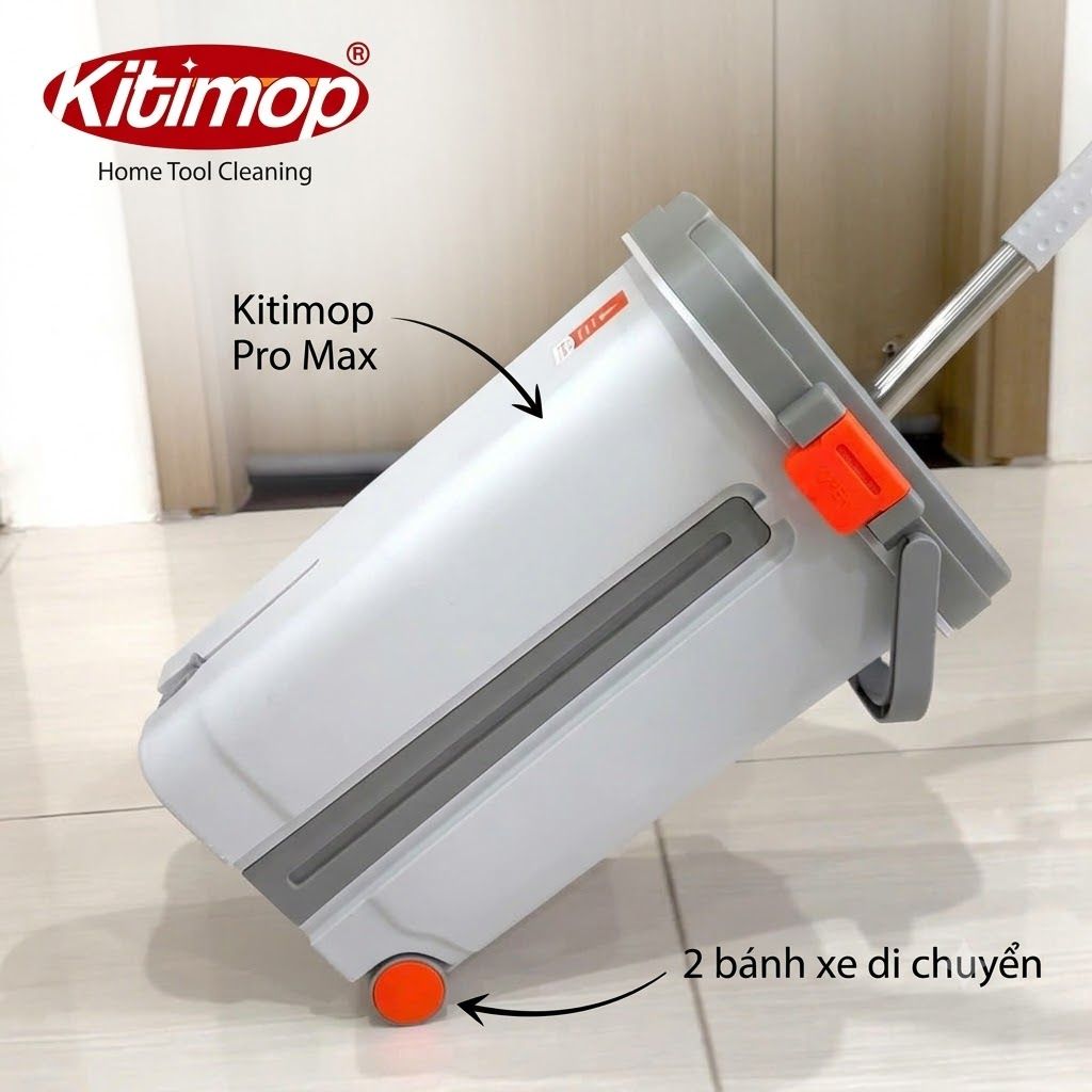 bộ lau nhà Kitimop Pro Max có bánh xe