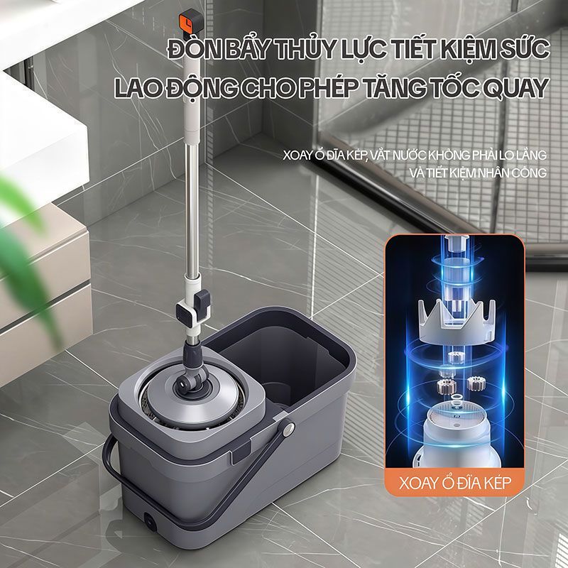 Bộ lau nhà Kitimop có thực sự thông minh như bạn nghĩ không? Cấu tạo, cách lắp đặt và cách sử dụng chi tiết 6 Cơ chế giặt và vắt giẻ của bộ lau nhà bông san hô