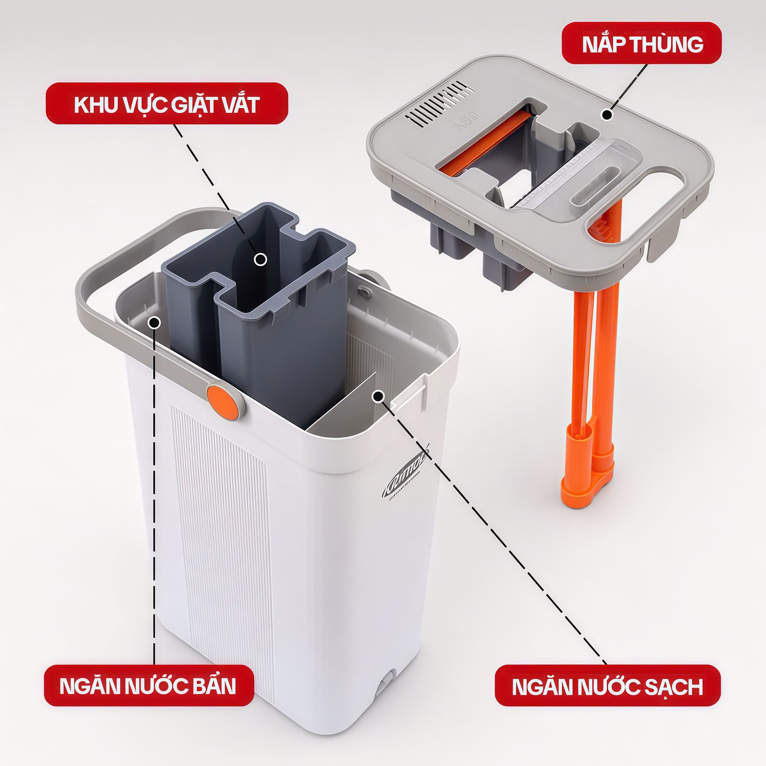 Cây Lau Nhà Tách Nước Bẩn KITIMOP SC09 3 Bộ lau nhà tách nước bẩn Kitimop SC09