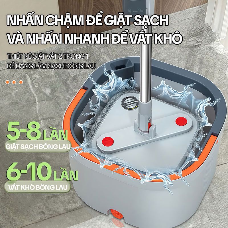 Bộ lau nhà Kitimop có thực sự thông minh như bạn nghĩ không? Cấu tạo, cách lắp đặt và cách sử dụng chi tiết 5 Cơ chế giặt và vắt giẻ của bộ lau nhà tách nước bẩn