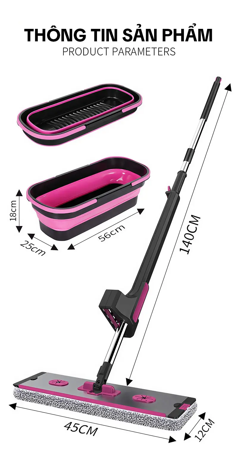Combo Cây Lau Nhà Tự Vắt Bông San Hô 45cm KITIMOP KTM-45 PRO + Xô Đựng Nước Gấp Gọn TANK-01 14 combo cây lau nhà tự vắt và xô gấp gọn